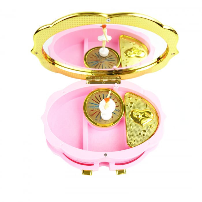 Cutie muzicala, pentru bijuterii, cu balerina dansatoare si muzica, roz, 18 cm [4]