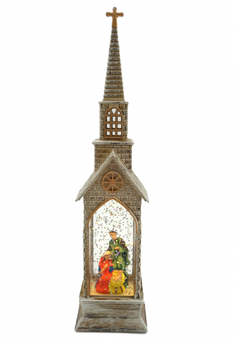 Decoratiune în formă de biserică, Scena Nașterii Domnului, 23 cm [1]