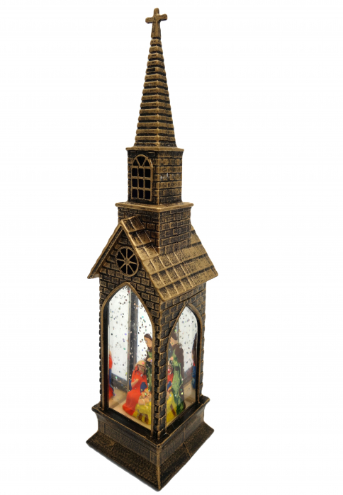Decoratiune în formă de biserică, Nașterea Domnului, Maro, 23 cm [2]