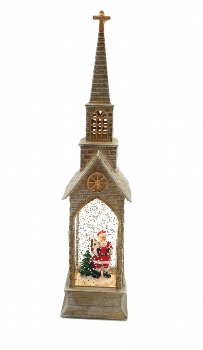 Decoratiune în formă de biserică, Moș Crăciun, 23 cm [1]