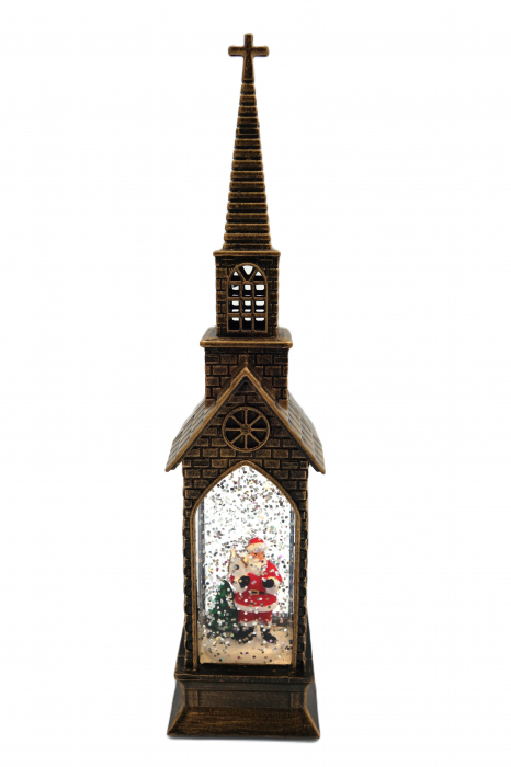 Decoratiune în formă de biserică, Moș Crăciun cu Brad, Maro, 23 cm [1]