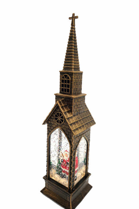 Decoratiune în formă de biserică, Moș Crăciun cu Brad, Maro, 23 cm [2]