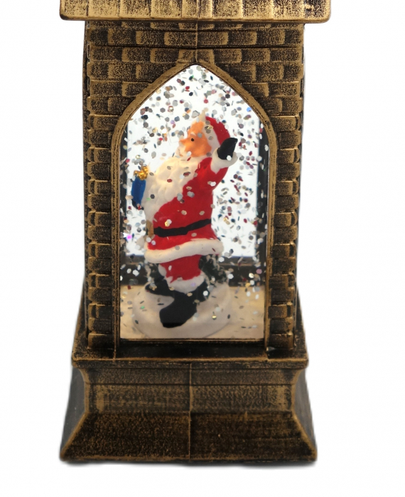 Decoratiune în formă de biserică, Moș Crăciun, Maro, 23 cm [3]