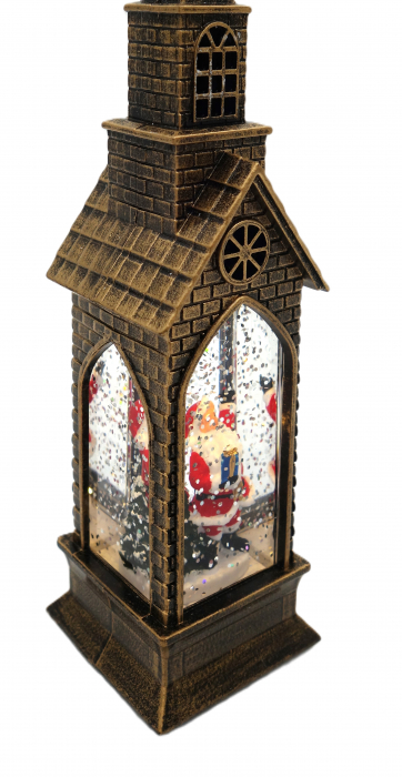 Decoratiune în formă de biserică, Moș Crăciun, Maro, 23 cm [2]
