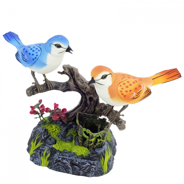 Suport de pixuri, model pasari, albastru/portocaliu, 15 cm [3]
