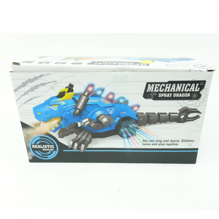 Dragon mecanic, de jucarie, cu sunete, luminite si fum, 38 cm, albastru [3]
