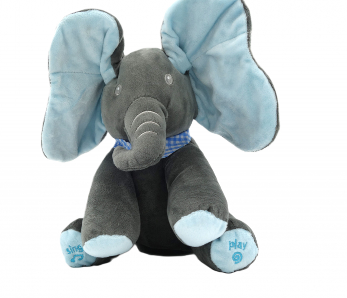 Elefant interactiv Pick a Boo, pufos, cu sunete și urechi mobile, albastru, 30 cm [2]