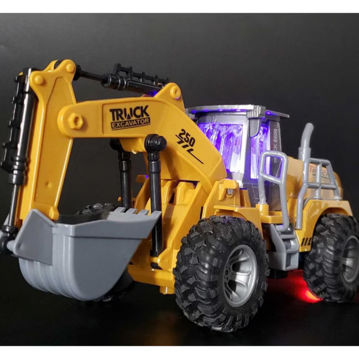 Excavator cu telecomanda, luminite, roti cauciuc [2]