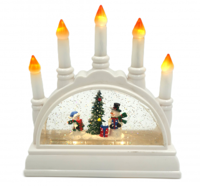 Felinar de Crăciun cu suport de lumânări, lumină și muzică, rosu, 20 cm [1]