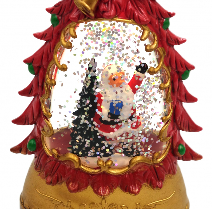Felinar decorativ de Crăciun, roșu, cu Moș Crăciun și brad, 15 cm [2]