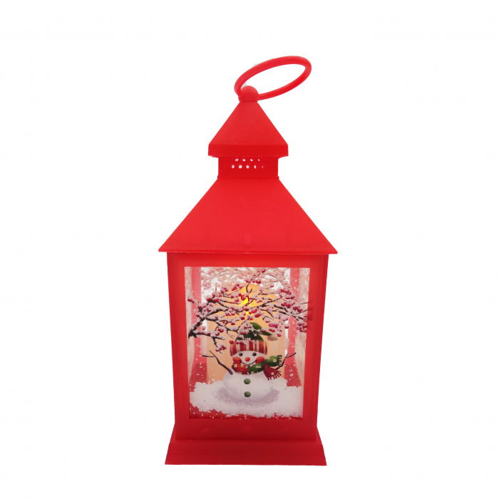 Felinar decorativ din pvc cu lumanare led in interior, rosu, 25 cm [1]