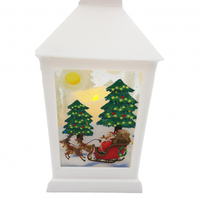 Felinar decorativ din pvc cu lumanare led in interior, alb, 25 cm [3]