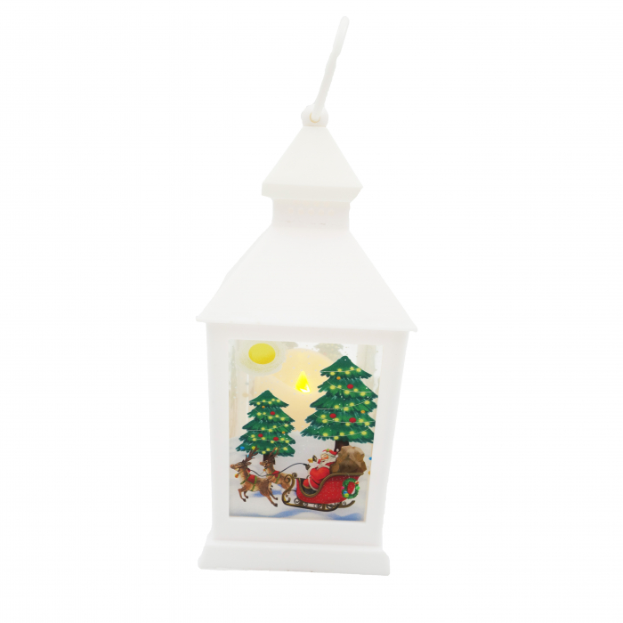 Felinar decorativ din pvc cu lumanare led in interior, alb, 25 cm [4]