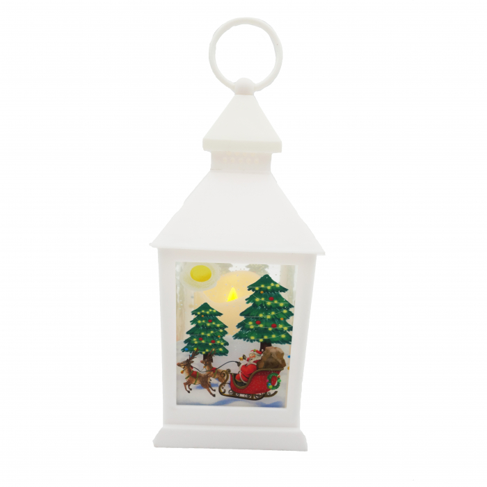 Felinar decorativ din pvc cu lumanare led in interior, alb, 25 cm [1]