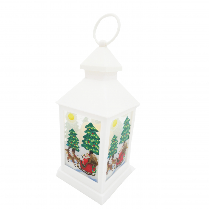 Felinar decorativ din pvc cu lumanare led in interior, alb, 25 cm [2]