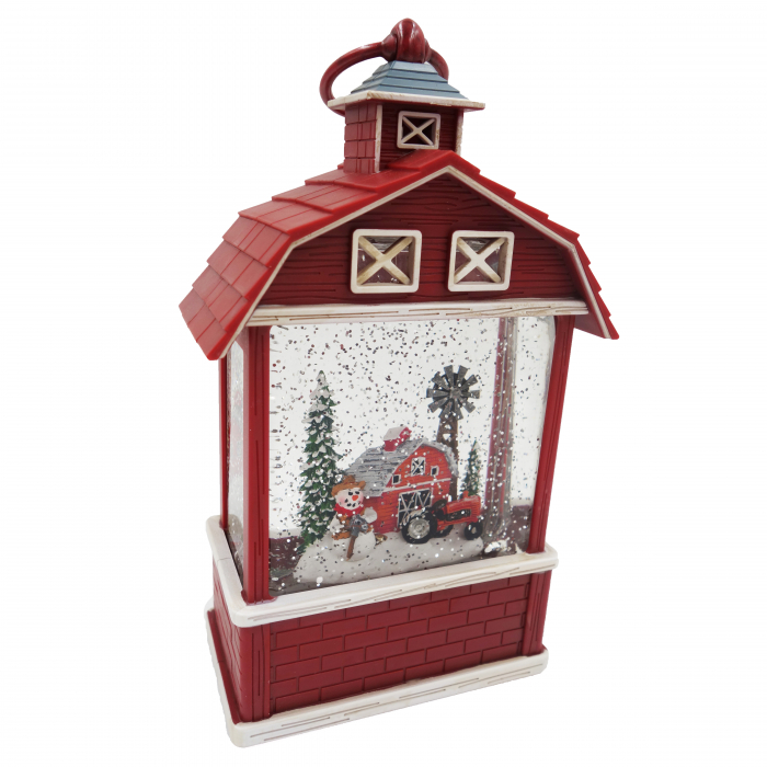 Felinar decorativ în formă de hambar, cu scenă de iarnă și iluminare, 25 cm [4]