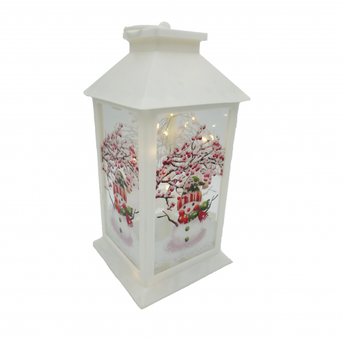 Felinar metalic, model om de zapada cu luminite, alb, 30 cm [2]