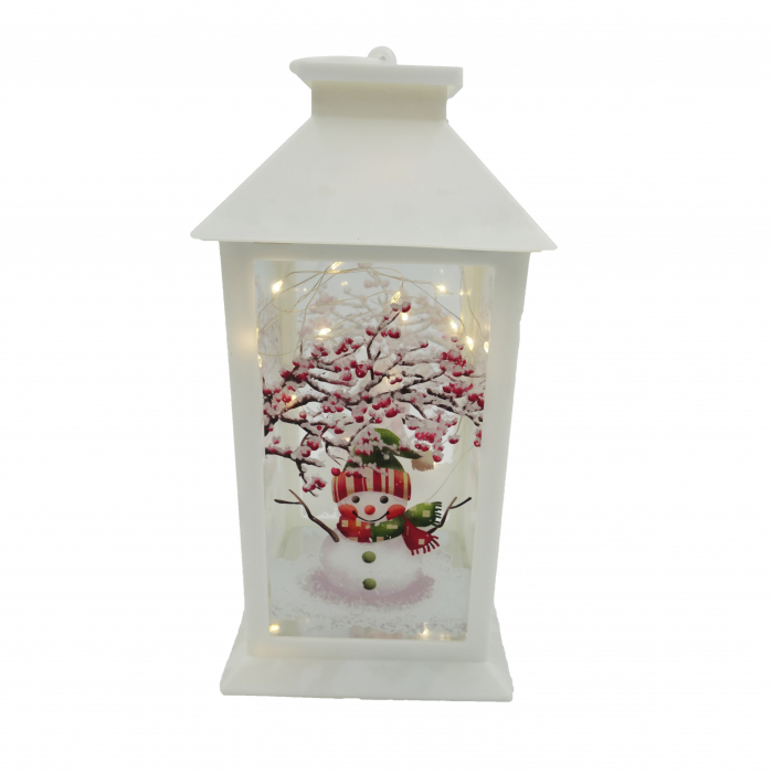 Felinar metalic, model om de zapada cu luminite, alb, 30 cm [3]