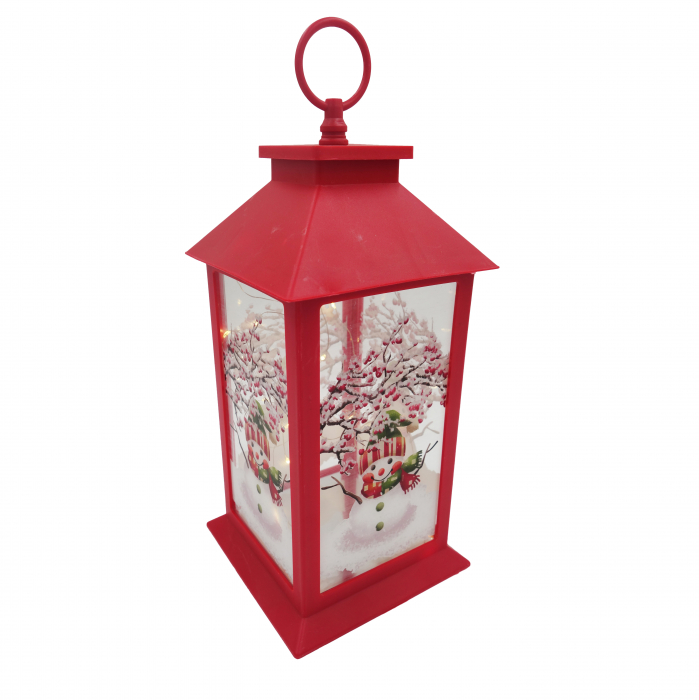 Felinar metalic, model om de zapada cu luminite, rosu, 30 cm [6]
