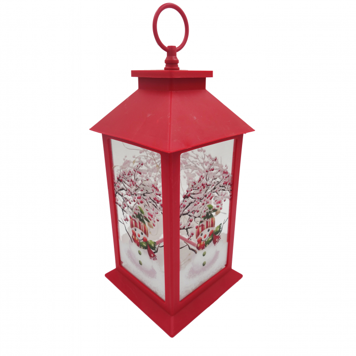 Felinar metalic, model om de zapada cu luminite, rosu, 30 cm [2]