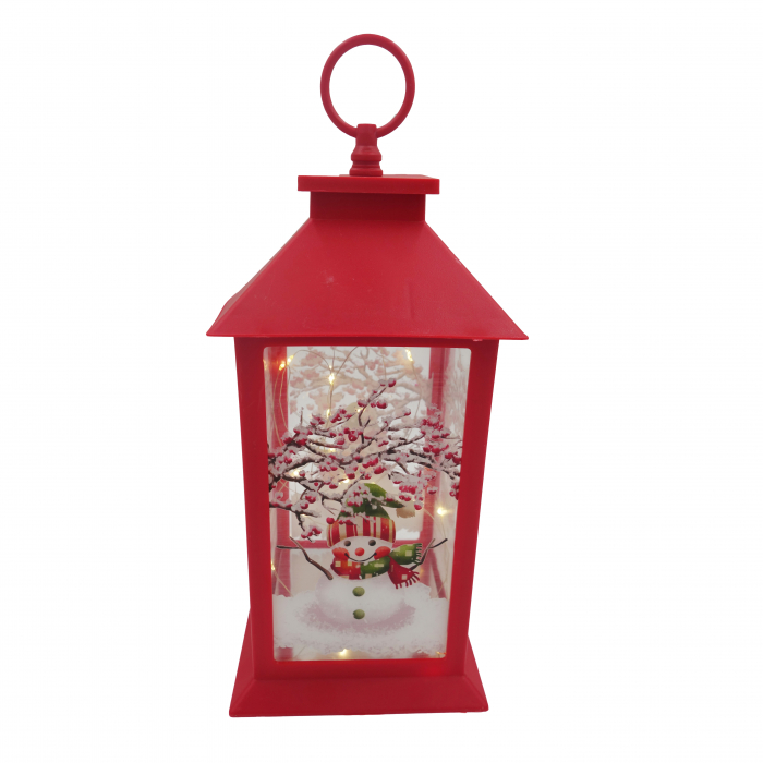 Felinar metalic, model om de zapada cu luminite, rosu, 30 cm [5]