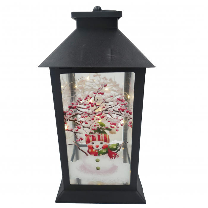 Felinar metalic, model om de zapada cu luminite, negru, 30 cm [1]