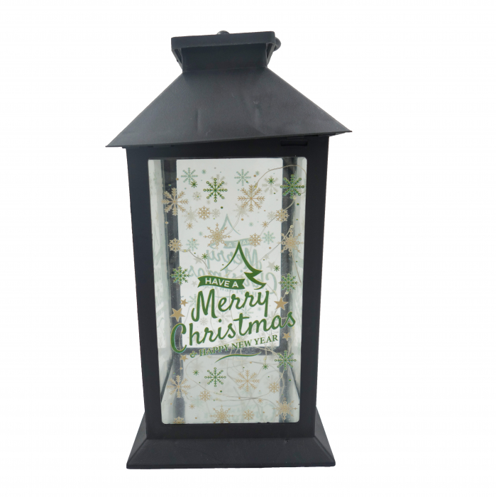 Felinar metalic, model Merry Christmas, negru, 30 cm [2]