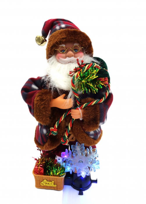 Figurină de Crăciun, Moș Crăciun, cu sunete, luminite și dans, 40 cm [1]