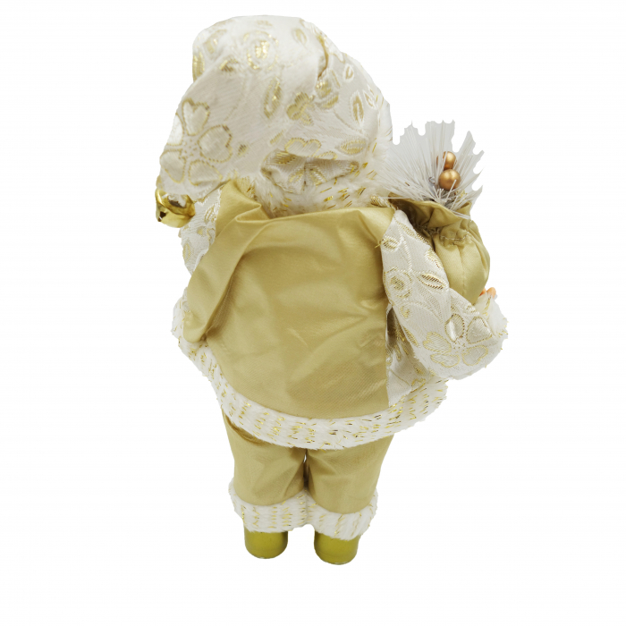 Figurina Moș Crăciun, auriu, cu cadou în mână, 35 cm [5]
