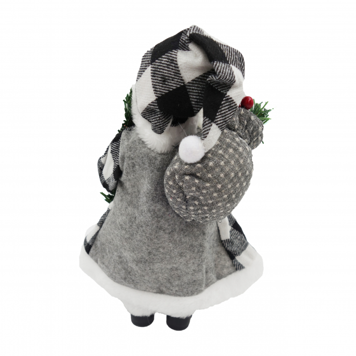 Figurina Moș Crăciun, costum gri cu alb, 35 cm [5]