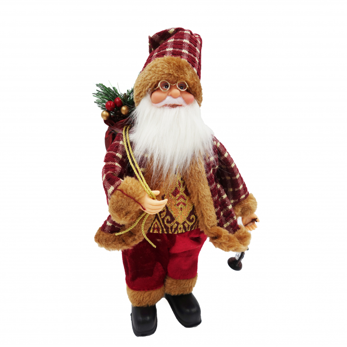 Figurina Moș Crăciun, costum roșu cu auriu, 35 cm [3]