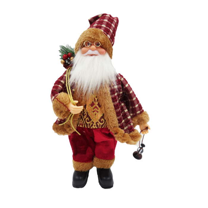 Figurina Moș Crăciun, costum roșu cu auriu, 35 cm [2]