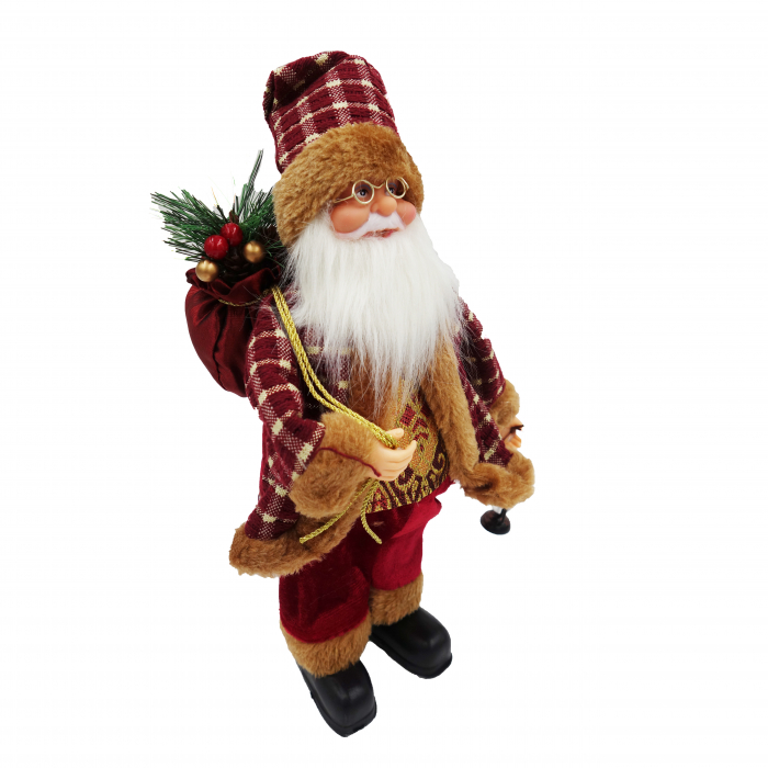 Figurina Moș Crăciun, costum roșu cu auriu, 35 cm [5]