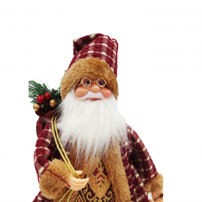 Figurina Moș Crăciun, costum roșu cu auriu, 35 cm [4]