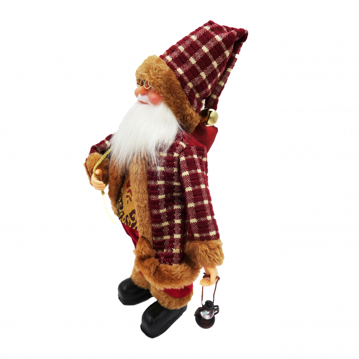 Figurina Moș Crăciun, costum roșu cu auriu, 35 cm [6]