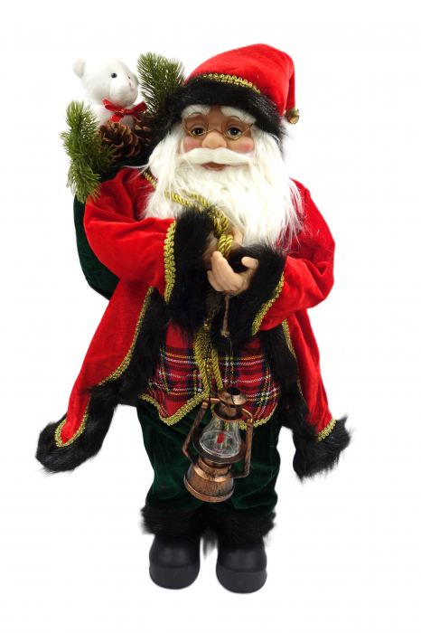 Figurina Moș Crăciun cu felinar și sac, 65 cm [1]