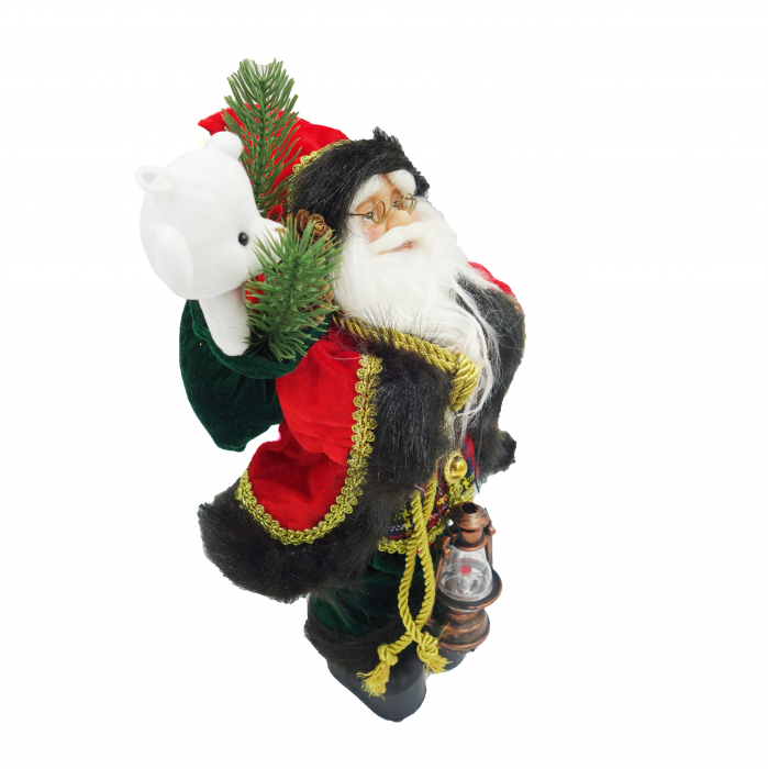 Figurina Moș Crăciun cu felinar și săculeț, 35 cm [2]