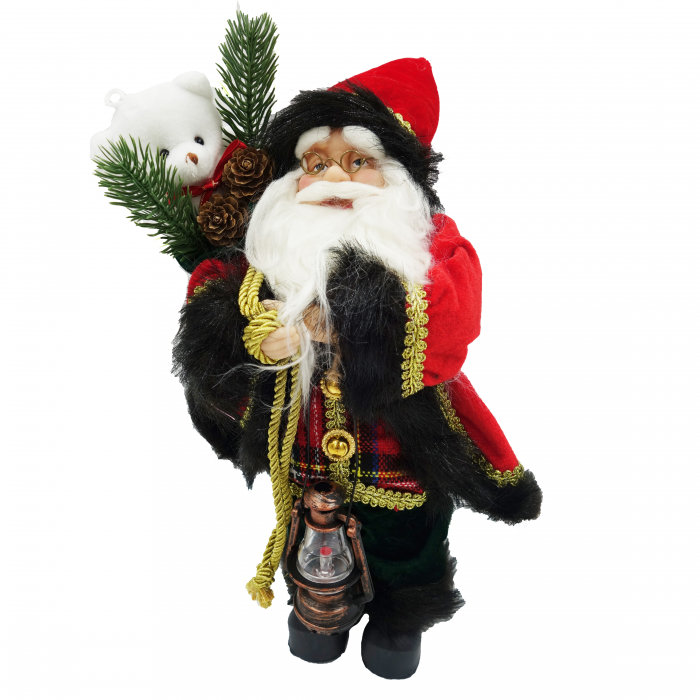 Figurina Moș Crăciun cu felinar și săculeț, 35 cm [1]