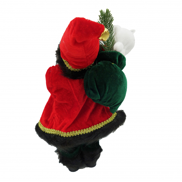 Figurina Moș Crăciun cu felinar și săculeț, 35 cm [5]
