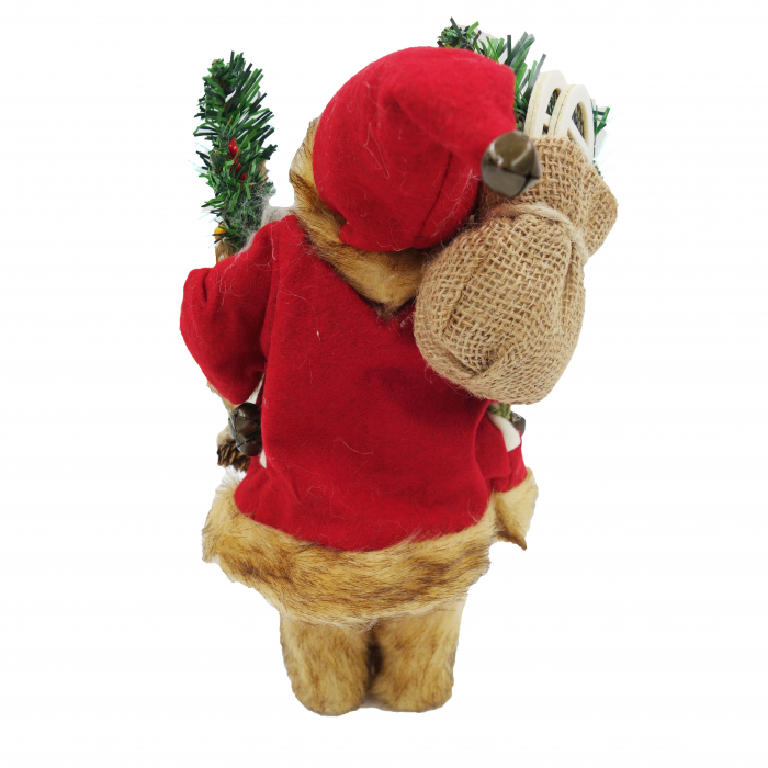 Figurina Moș Crăciun cu toiag și crenguță de brad, 25 cm [4]