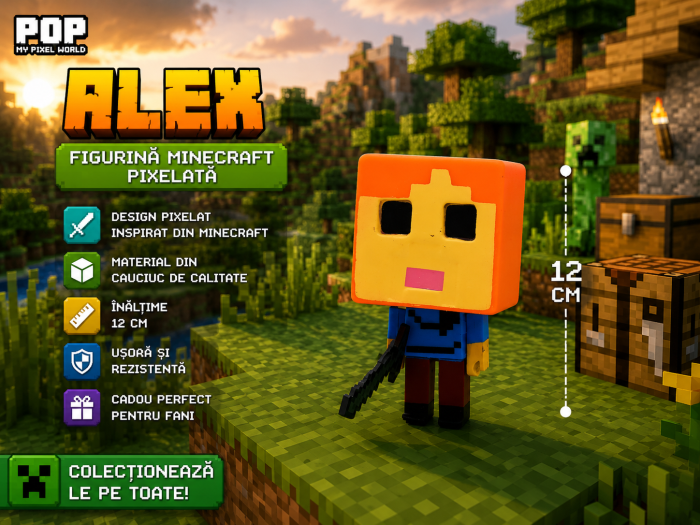 Figurină Pixelată, Alex , 12 cm | Pop My Pixel World [4]