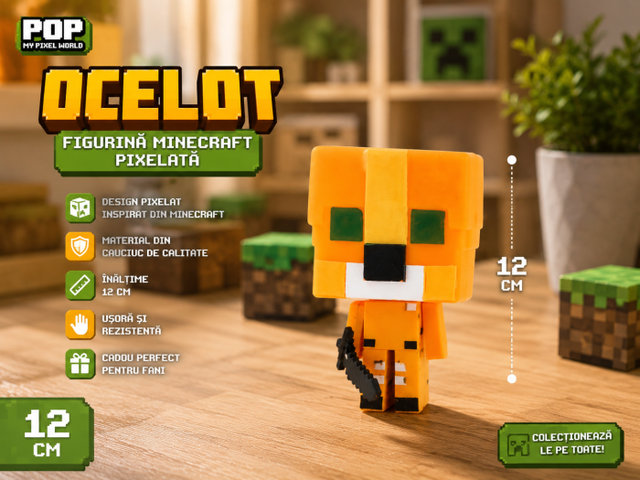 Figurină Pixelată, Ocelot, 12 cm | Pop My Pixel World [3]