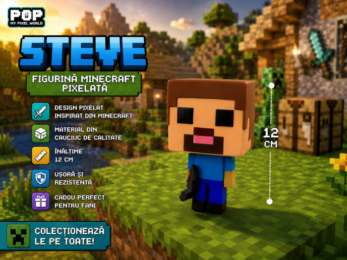 Figurină Pixelată, Steve , 12 cm | Pop My Pixel World [4]