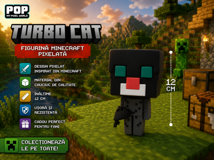Figurină Pixelată, Turbo Cat, 12 cm | Pop My Pixel World [3]