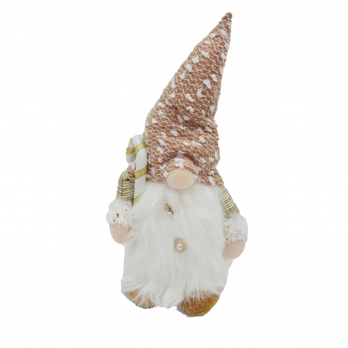 Figurina, spiriduș decorativ cu baston, lumini și barbă lungă, 35 cm [2]