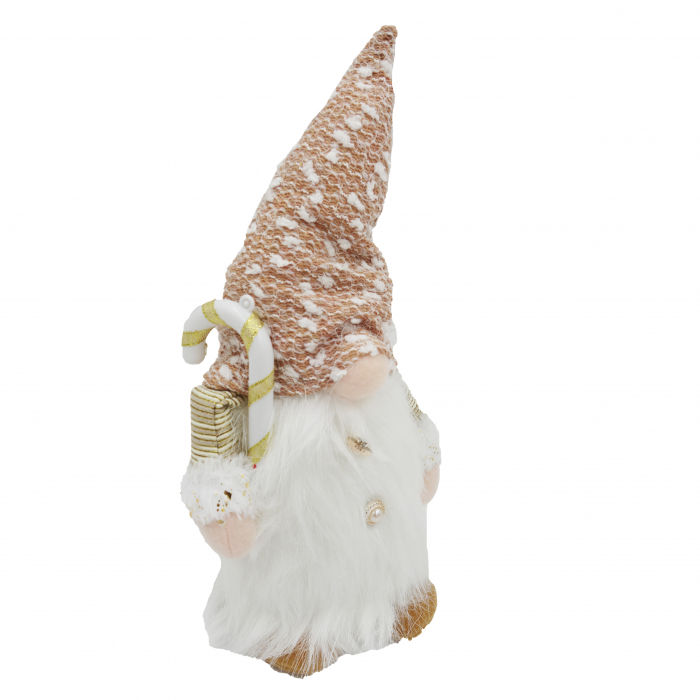 Figurina, spiriduș decorativ cu baston, lumini și barbă lungă, 35 cm [3]