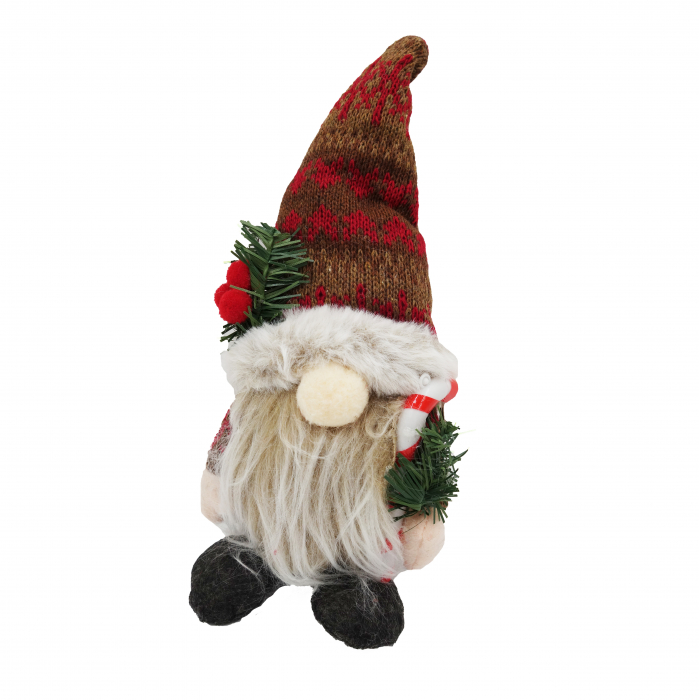 Figurina, spiriduș decorativ cu căciulă și barbă mare, îmbrăcat de Crăciun, 25 cm [4]
