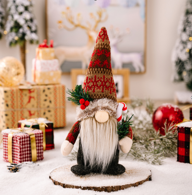 Figurina, spiriduș decorativ cu căciulă și barbă mare, îmbrăcat de Crăciun, 25 cm [1]
