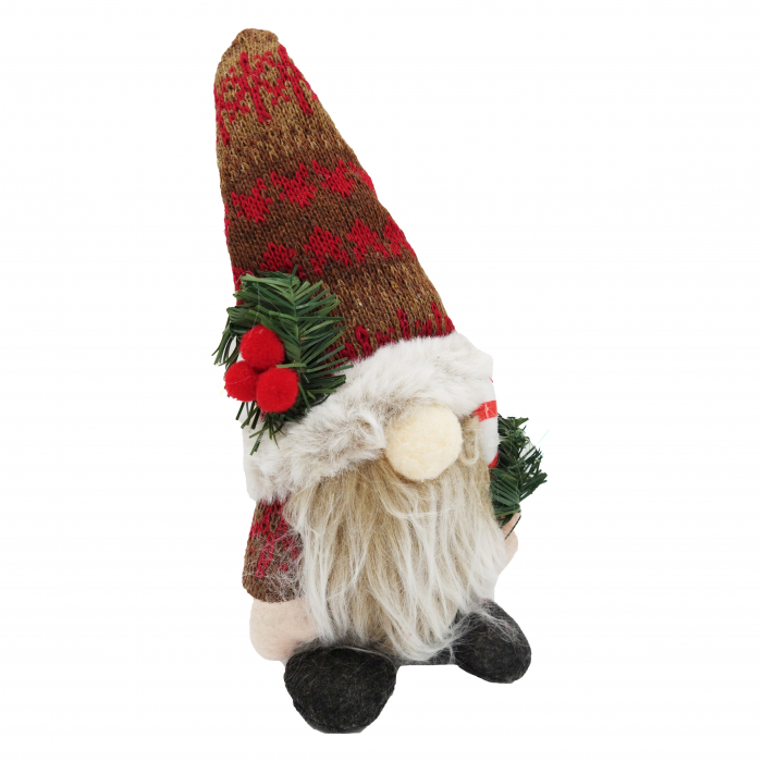 Figurina, spiriduș decorativ cu căciulă și barbă mare, îmbrăcat de Crăciun, 25 cm [3]