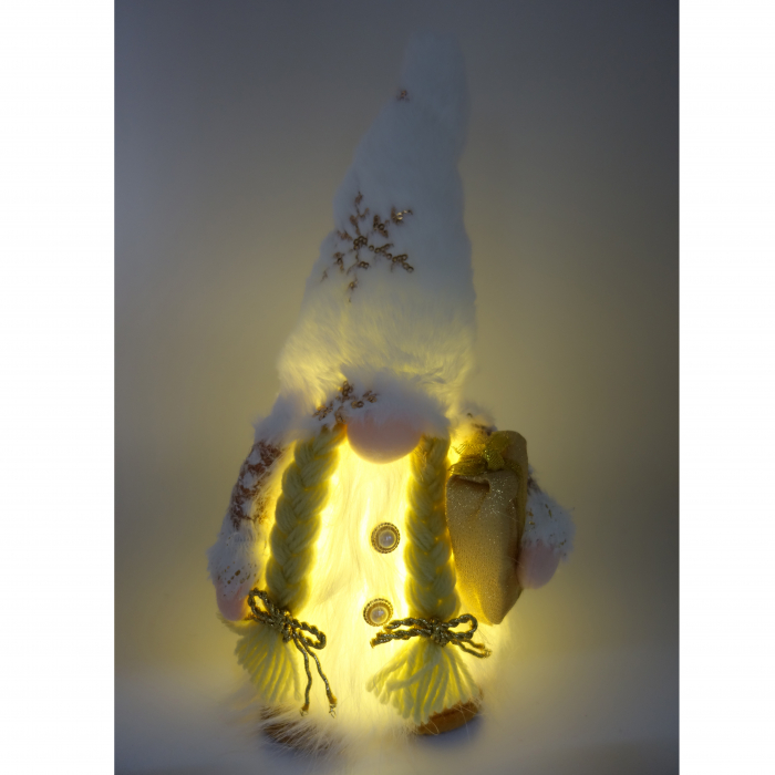 Figurina, spiriduș decorativ cu lumini și haine aurii, 35 cm [5]